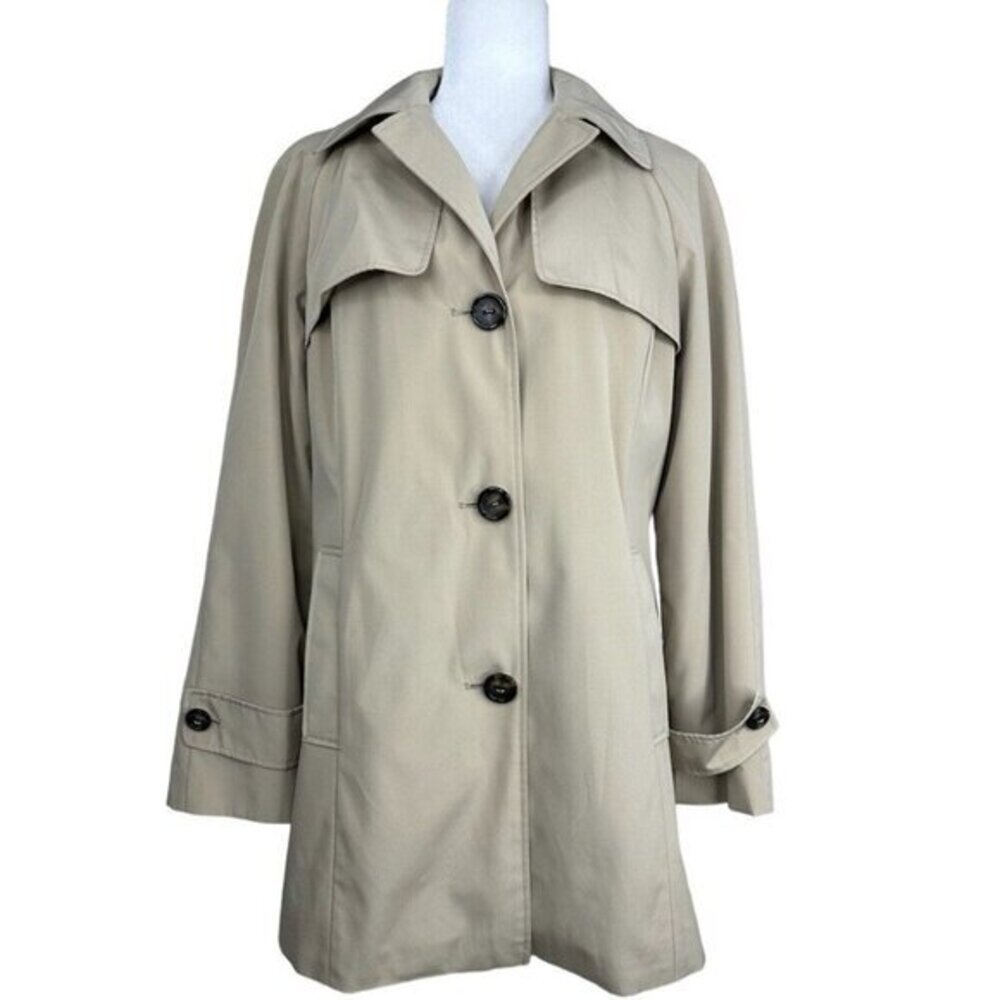 Calvin‎ Klein Womens Beige Trench Coat Removable Lining Tan Button Front Size S
